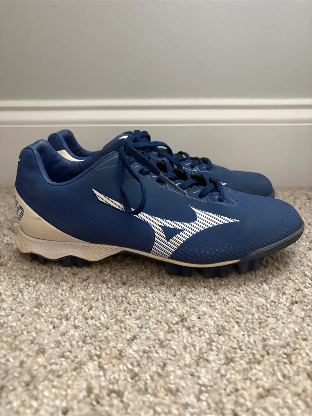 Mizuno Wave LightRevo Baseball/Softball Molded Cleats Blue White Size US 6 Style